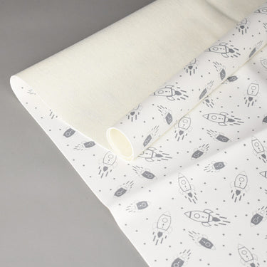 Mattress Protector / Rubber Sheet White Rocket Design